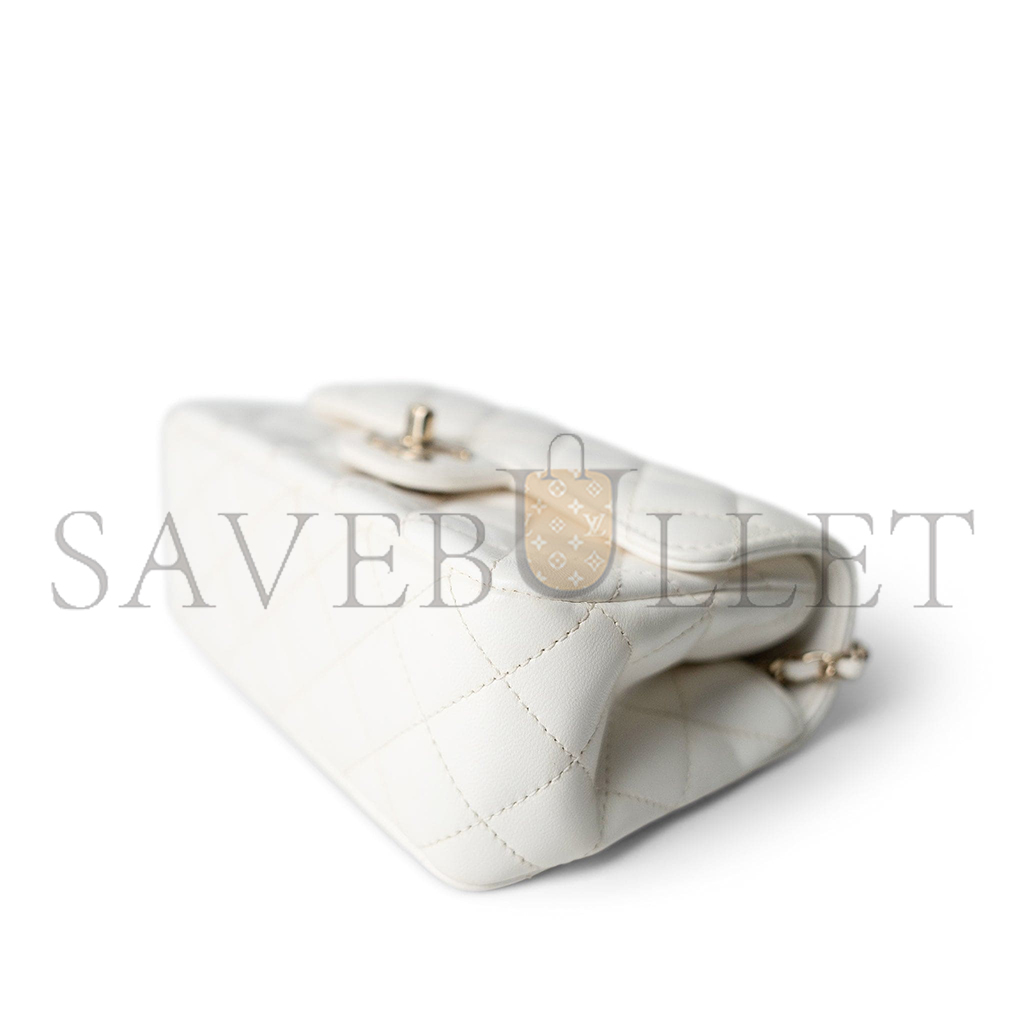 CHANEL MASTER WHITE CRYSTAL TOP HANDLE FLAP LIGHT GOLD HARDWARE (18*11.5*6.5cm)